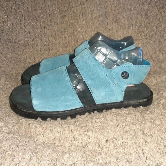 HUNTER-Original Leather Sandals-Blue Suede Sport-SZ 11.5/12 Woman-Near Mint - Picture 2 of 8